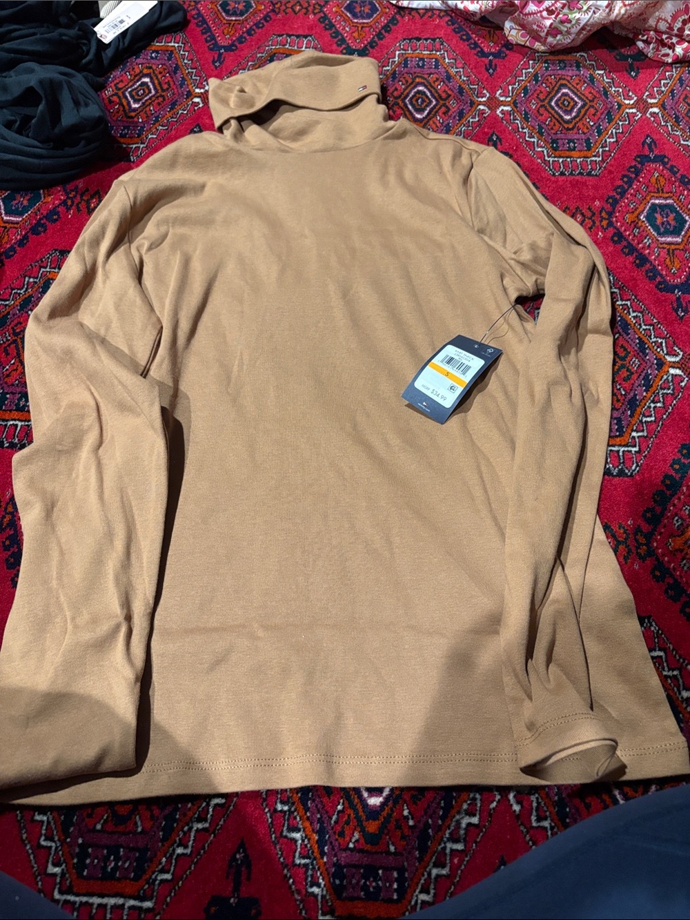 Tommy Hilfiger Camel/Tan Turtleneck Long Sleeve Top